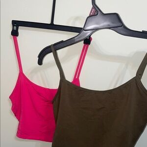 Pink and Olive Green Crop Tops